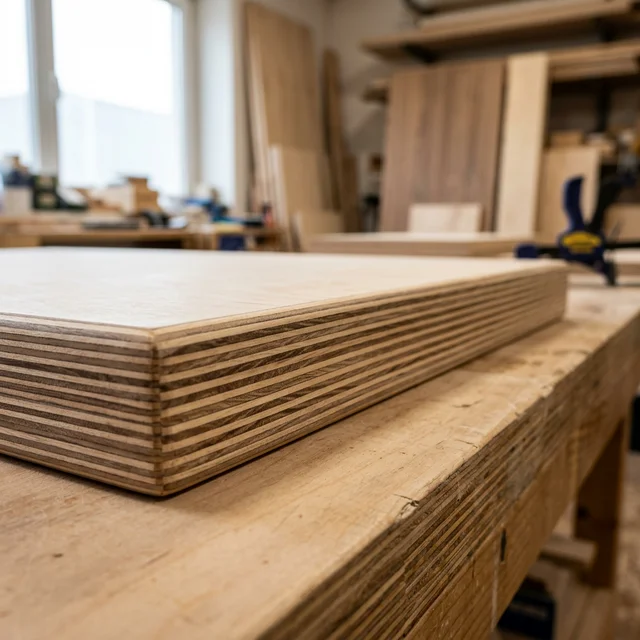 Срез березовой фанеры крупным планом